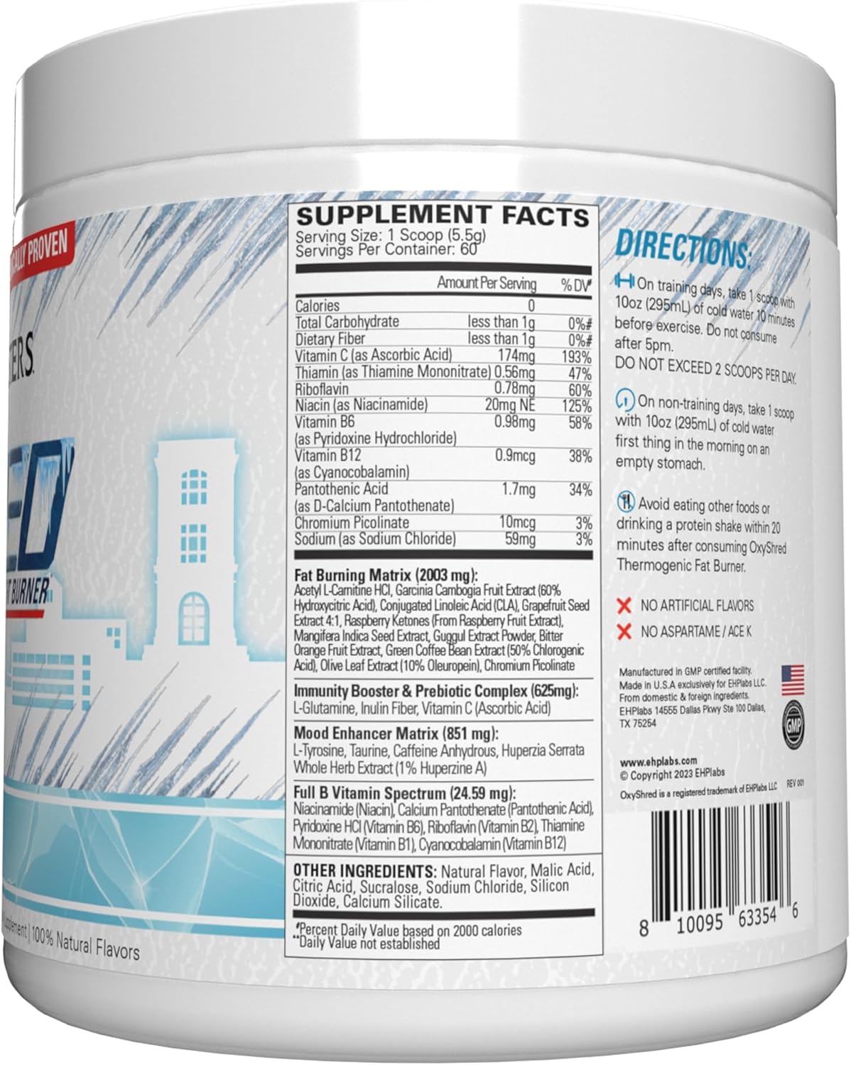 EHP Labs x Ghostbusters OxyShred Pre Workout Powder Supplement - Frosty Big Apple Flavor with Acetyl L Carnitine for Energy Boost - 60 Servings