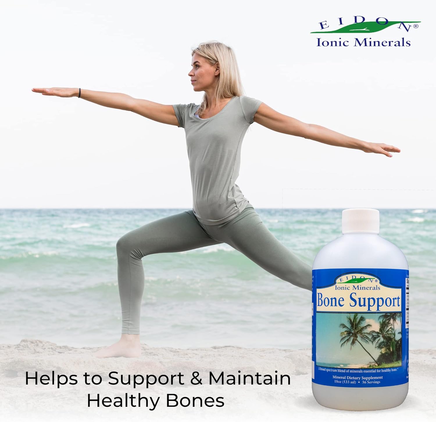 Eidon Ionic Minerals Bone Support Liquid Supplement - Bioavailable Trace Mineral Drops for Bone Health, Calcium, Magnesium, Zinc, Manganese, Silica, Sulfur, Boron - 18 oz