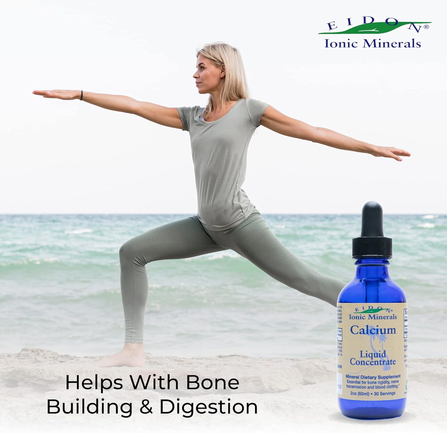 Eidon Ionic Minerals Calcium Supplement - Liquid Concentrate for Healthy Teeth, Bones & Muscles - 2oz Bottle