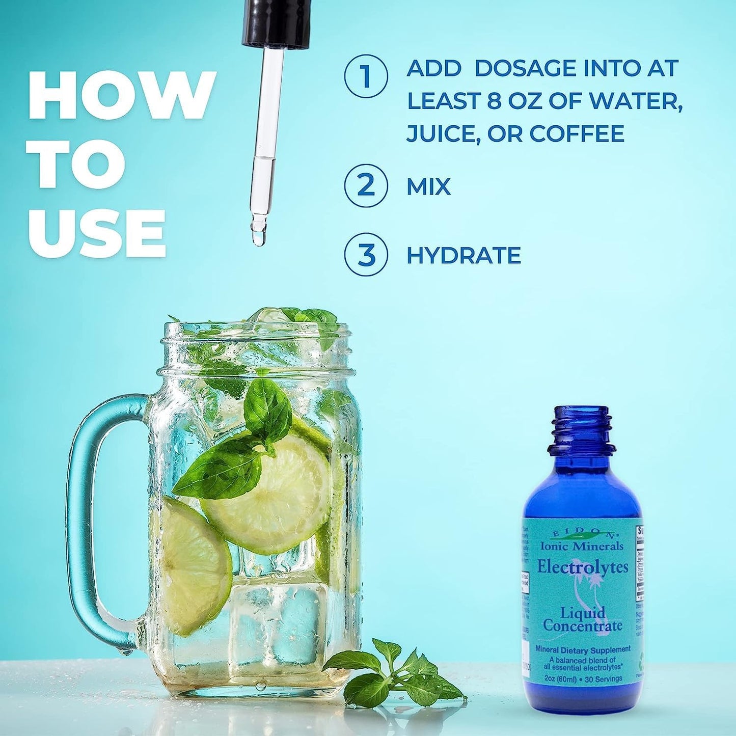 Eidon Ionic Minerals Electrolyte Drops - Liquid Supplement for Balancing and Replenishing Electrolytes in Water, Hydration Support - 2 oz (Pack of 2)