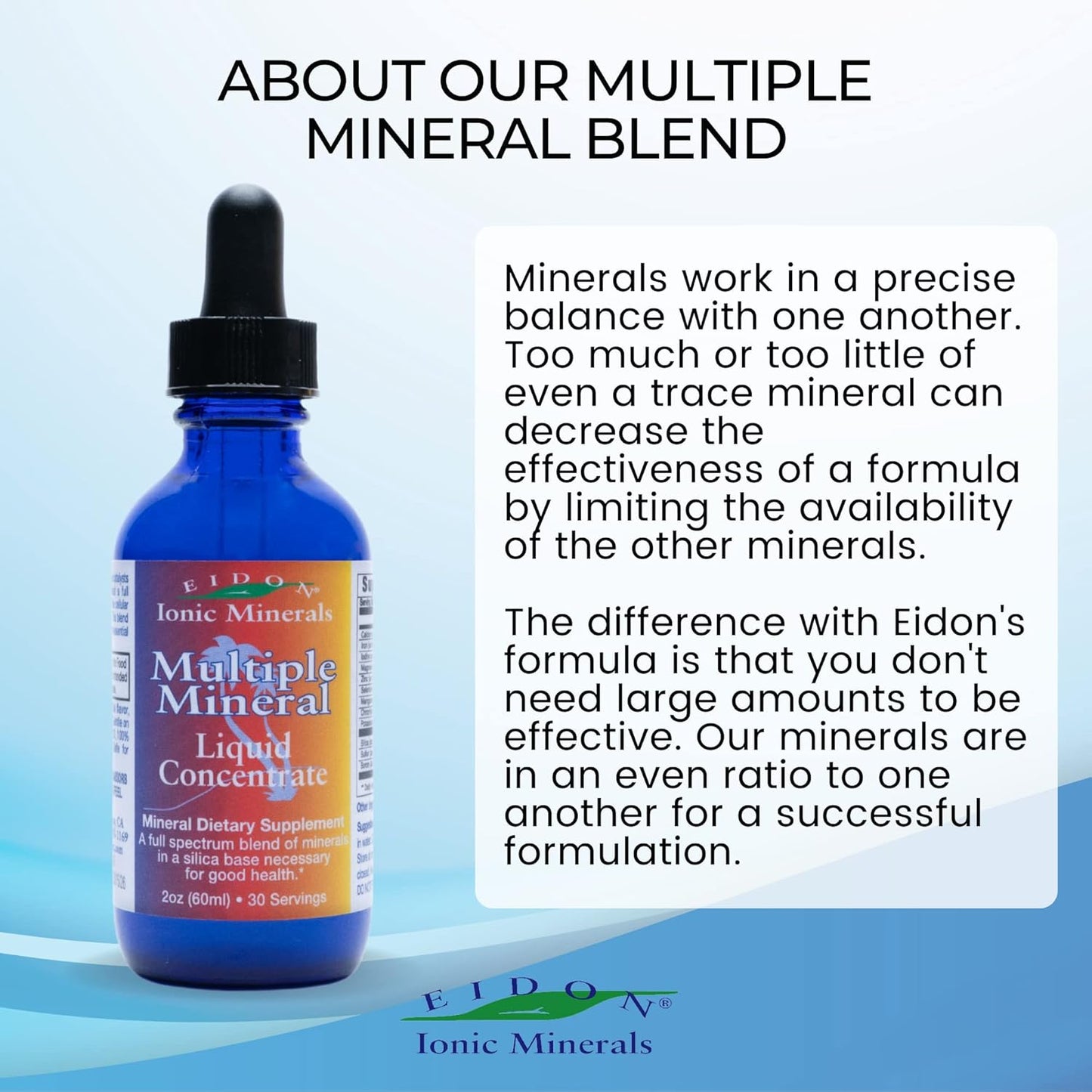 Eidon Ionic Minerals Multiple Minerals Supplement - Trace Mineral Drops for Hydration and Heart Health - 2 oz