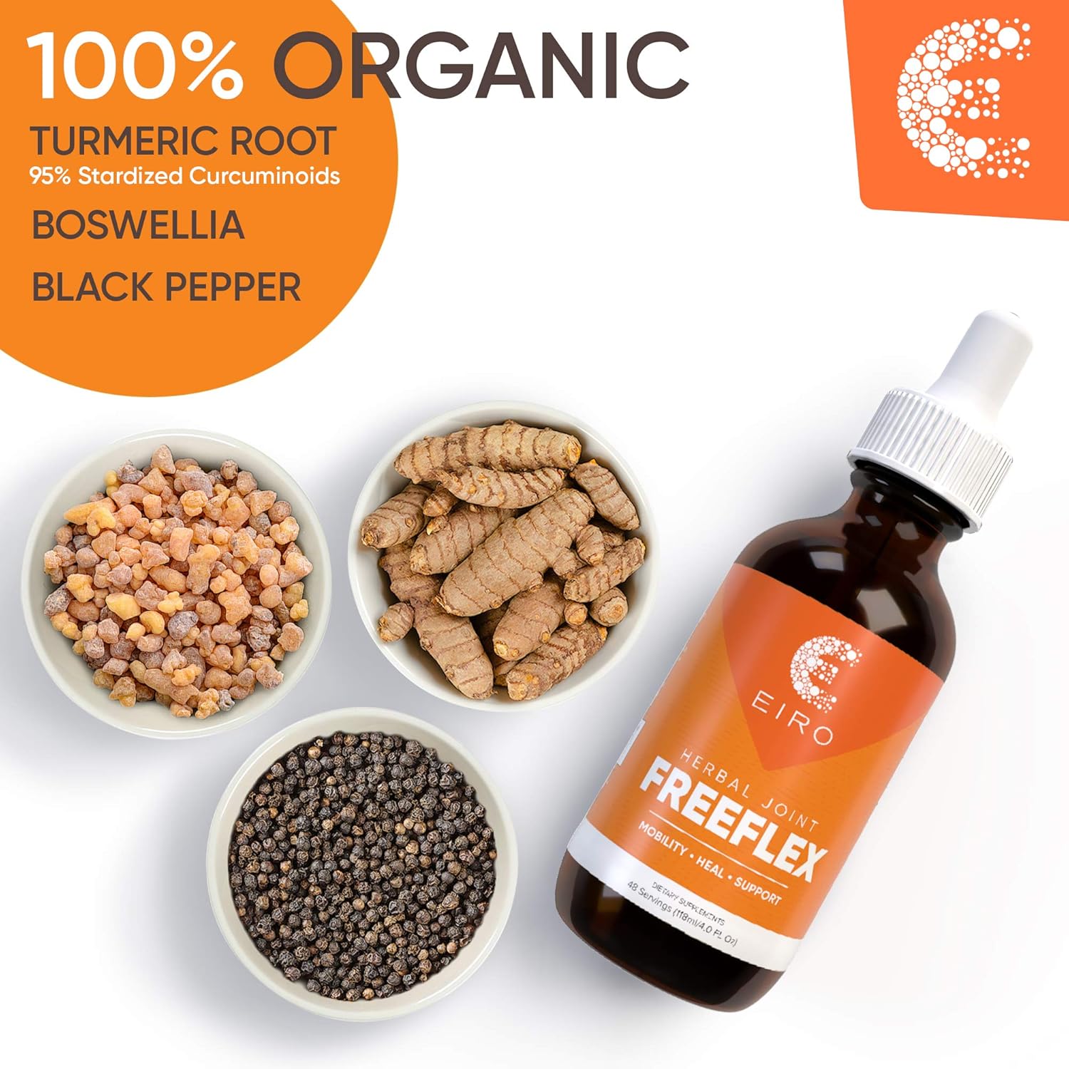 EIRO FREEFLEX Herbal Joint Supplement with Turmeric Root, Curcumin, Boswellia and Black Pepper for Enhanced Absorption