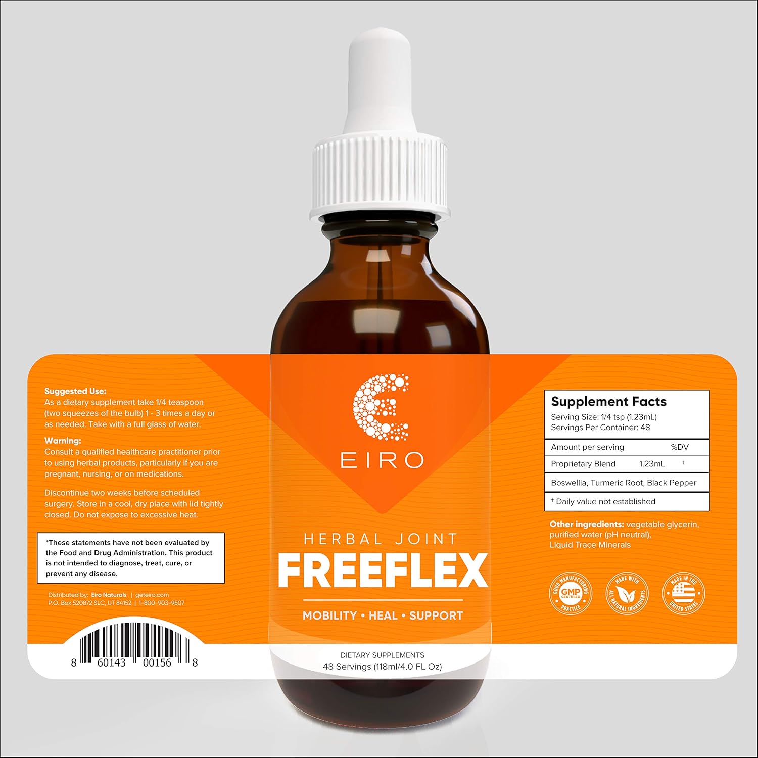 EIRO FREEFLEX Herbal Joint Supplement with Turmeric Root, Curcumin, Boswellia and Black Pepper for Enhanced Absorption