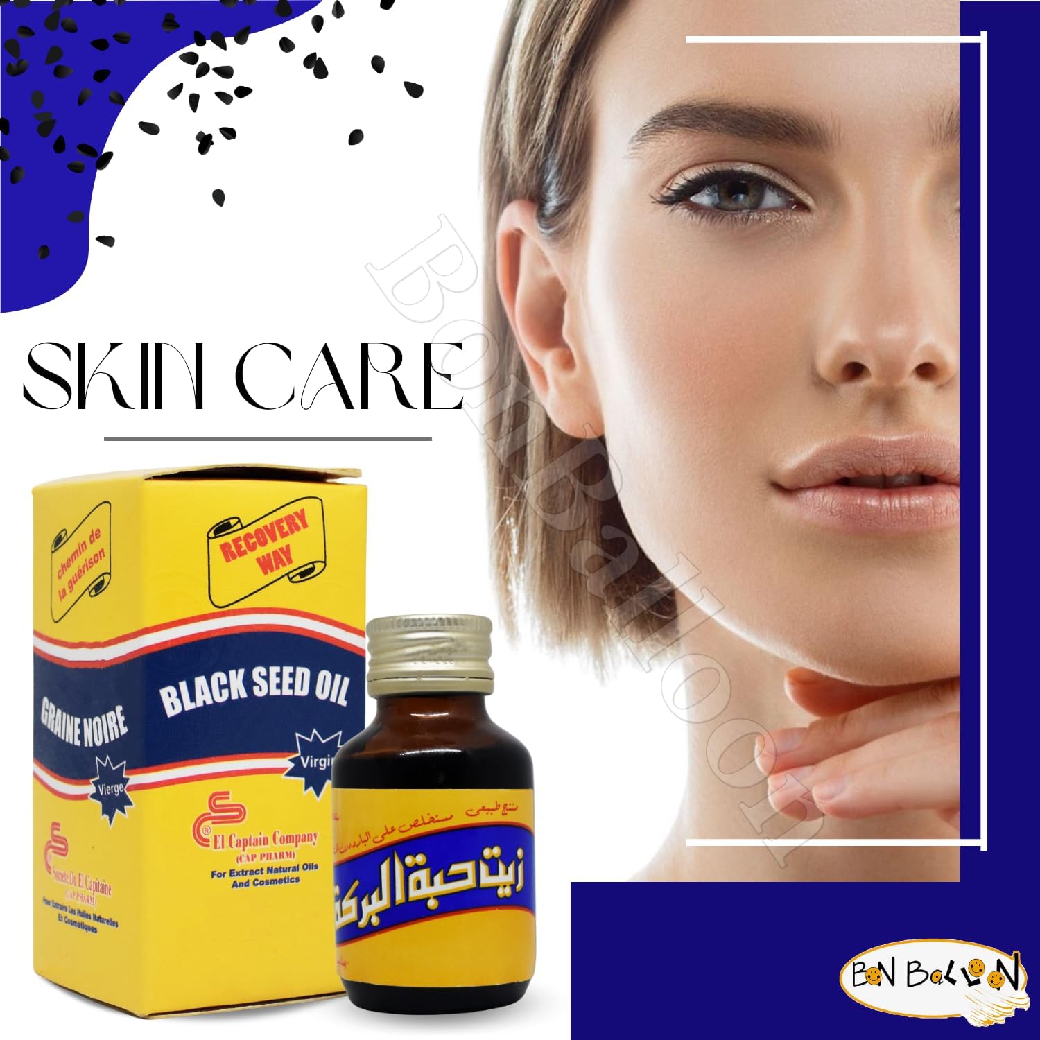 El Captain Black Seed Oil - Pure Cold Pressed Nigella Herbal Herbs from Egypt (2.11 oz / 60 ml)