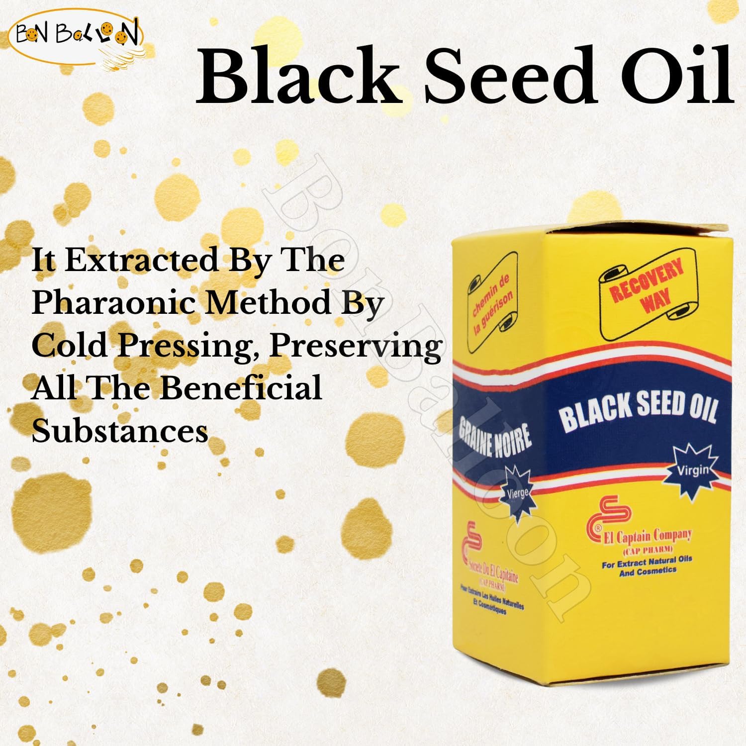 El Captain Black Seed Oil - Pure Cold Pressed Nigella Herbal Herbs from Egypt (2.11 oz / 60 ml)