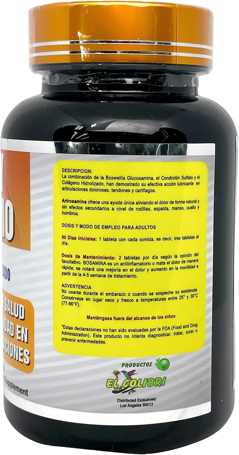 El Colibri Arthritis and Rheumatism Relief Tablets with Boswellia, Glucosamine, Chondroitin, and Collagen - 60 Tablets
