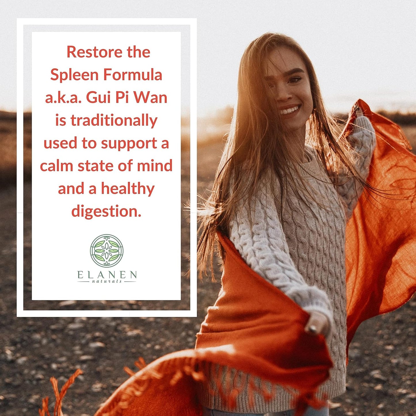 Elanen Naturals GUI Pi Wan Capsules - 3rd Party Tested, Spleen Nourishing Formula for Heart & Mind, 100 Veg Caps