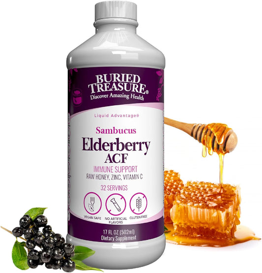 Elderberry ACF Liquid Immune Support with 4,000mg Sambucus Concentrate, Vitamin C & Raw Honey 16oz