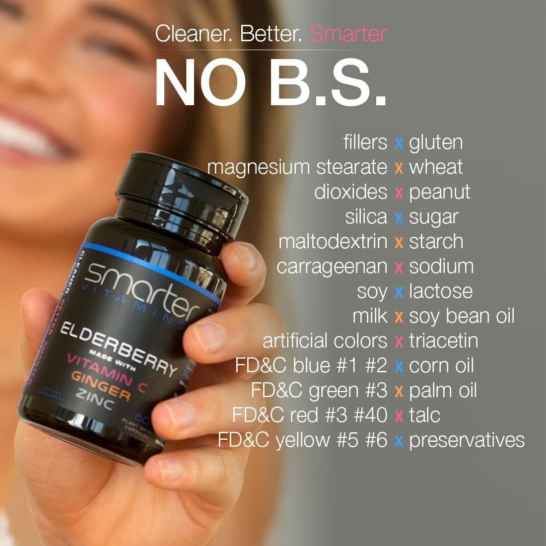 Elderberry Capsules with Vitamin C, Ginger, and Zinc - Antioxidant Herbal Supplement with Black Elder Berry Extract - 60 Vegan Pills