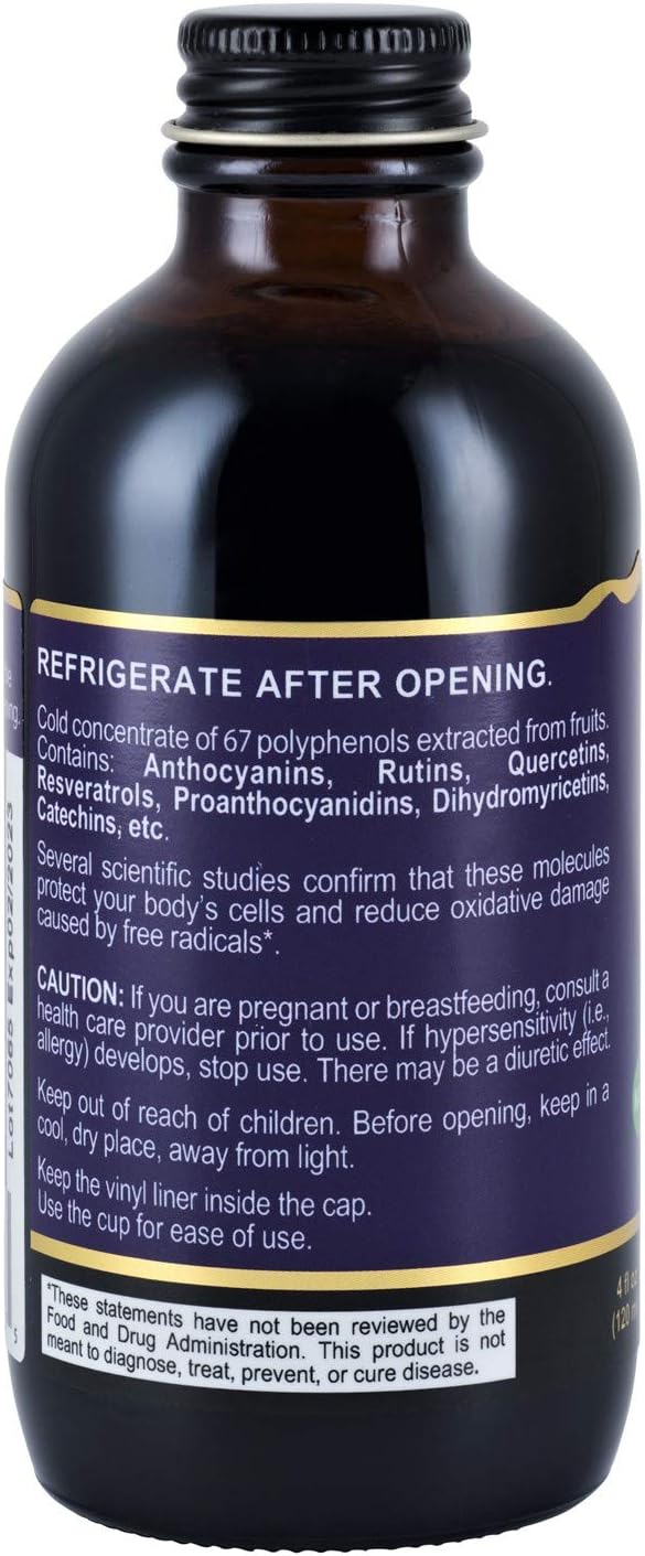 Elderberry Concentrate with 67 Polyphenols - Premium Antioxidant Supplement - 24-Day Supply