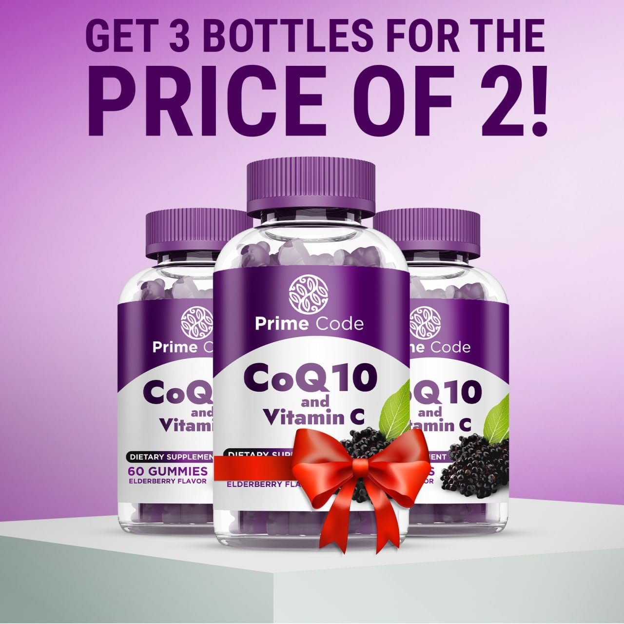 Elderberry CoQ10 Gummies with Vitamin C for Heart Health & Immune Support - Vegan, Non-GMO, Gluten-Free - Energy & Antioxidant Supplement