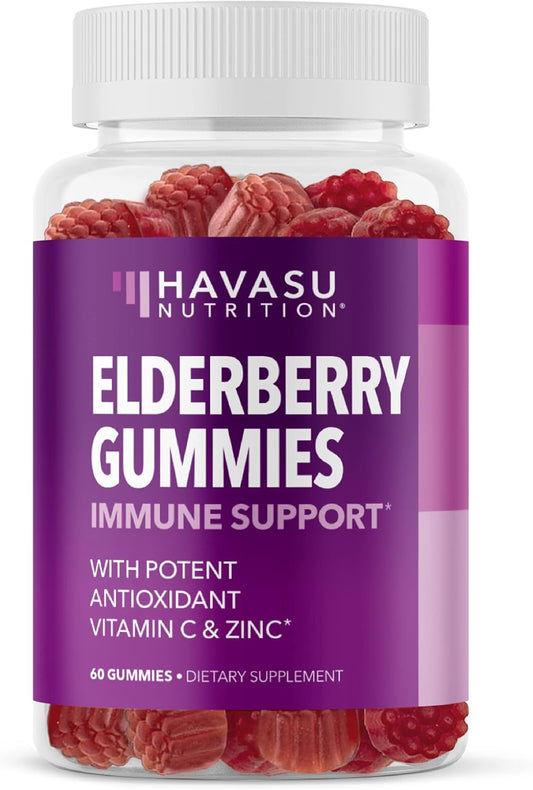 Elderberry Gummies for Adults with Vitamin C and Zinc - Immune Support Supplement - 60 Count, Berry Flavor - Daily Defense Formula