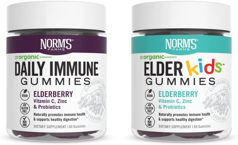 Elderberry Gummies with Vitamin C, Zinc, and Probiotics - Vegan, Gluten Free, Non-GMO - 120 Gummies