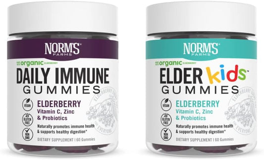Elderberry Gummies with Vitamin C, Zinc, and Probiotics - Vegan, Gluten Free, Non-GMO - 120 Gummies