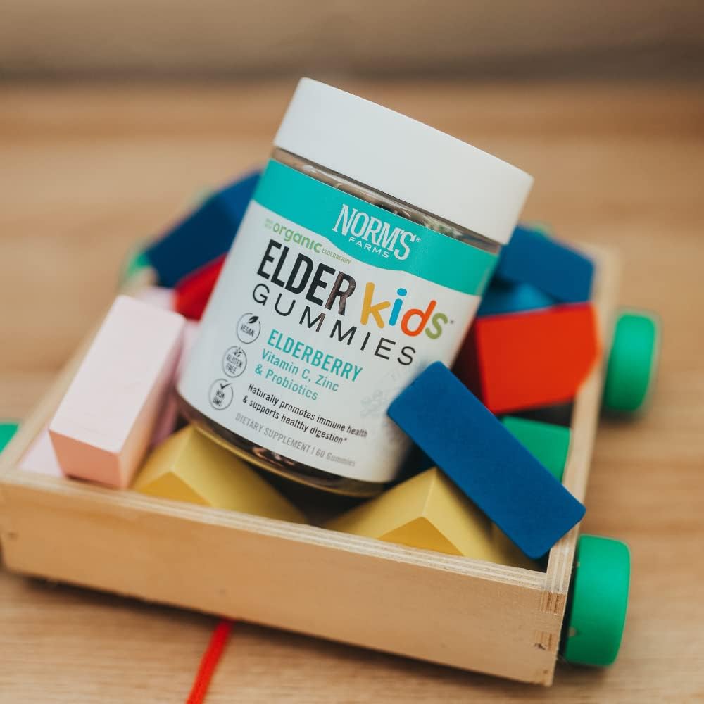 Elderberry Gummies with Vitamin C, Zinc, and Probiotics - Vegan, Gluten Free, Non-GMO - 120 Gummies