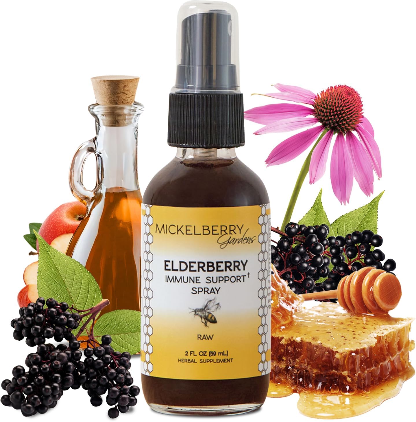 Elderberry Honey Propolis Throat Spray - Natural Immune Support for Kids & Adults - 2oz