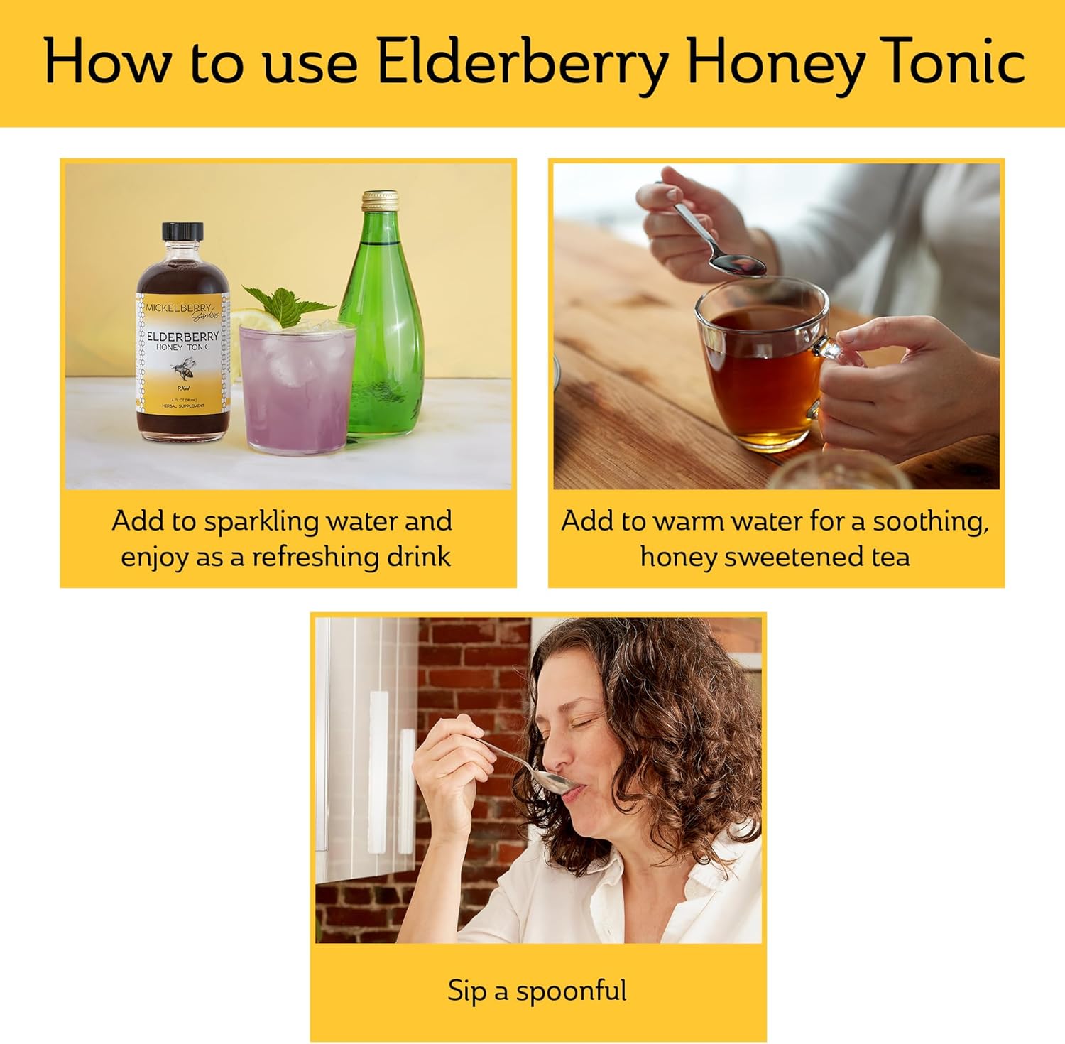 Elderberry Honey Tonic with Black Sambucus Syrup - Immune Support for Adults and Kids (4 oz)