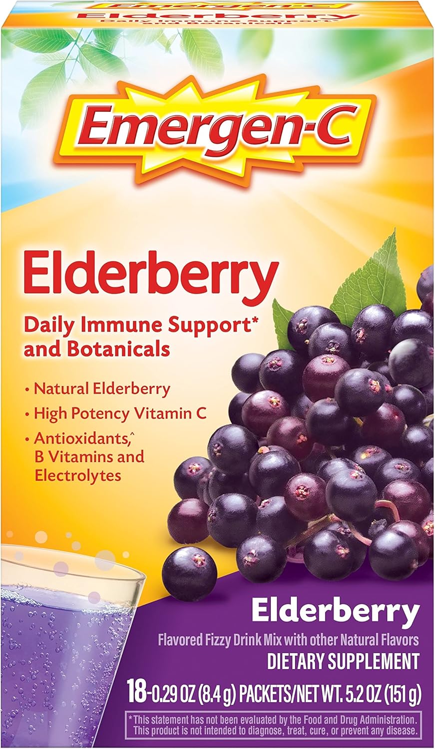 Elderberry Immune Support Fizzy Drink Mix with High Potency Vitamin C - 18 Count