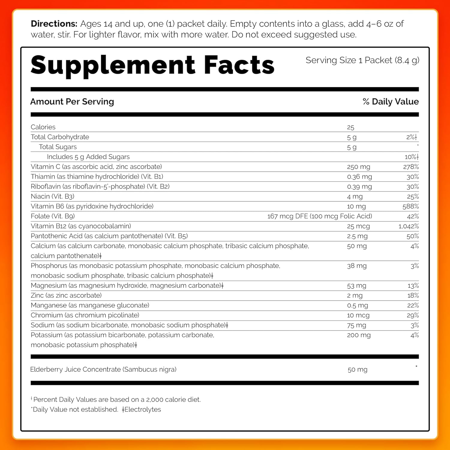 Elderberry Immune Support Fizzy Drink Mix with High Potency Vitamin C - 18 Count