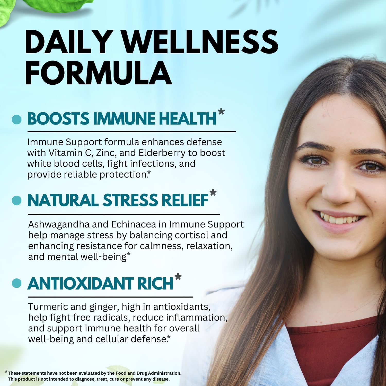 Elderberry Immune Support Supplement with Echinacea, Vitamin C, Zinc, D3, Turmeric, Ginger, Ashwagandha - 60 Capsules