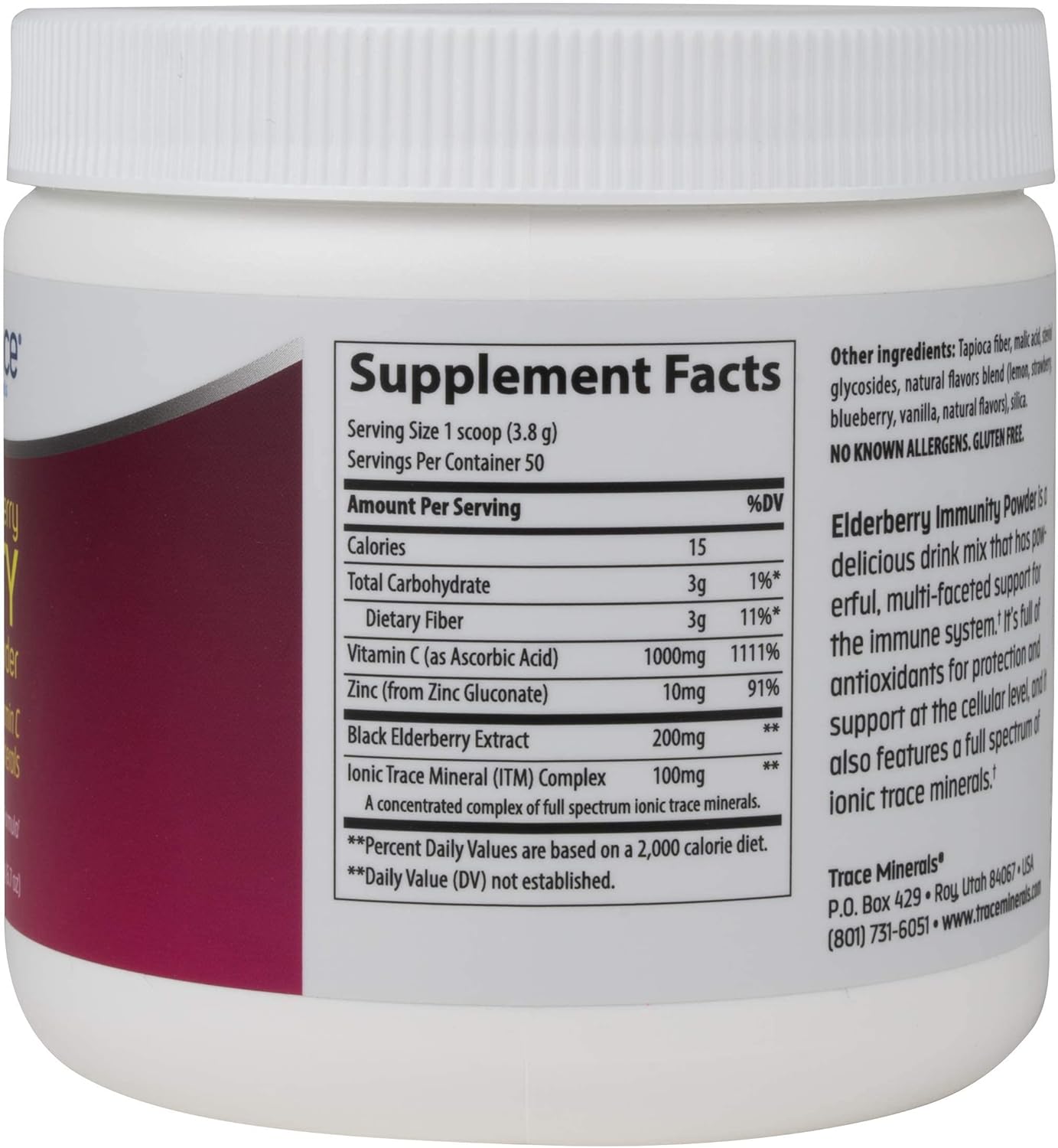 Elderberry Immunity Drink with Trace Minerals - Antioxidant Support for Heart Health - Lemon Berry Flavor, 6.7 oz