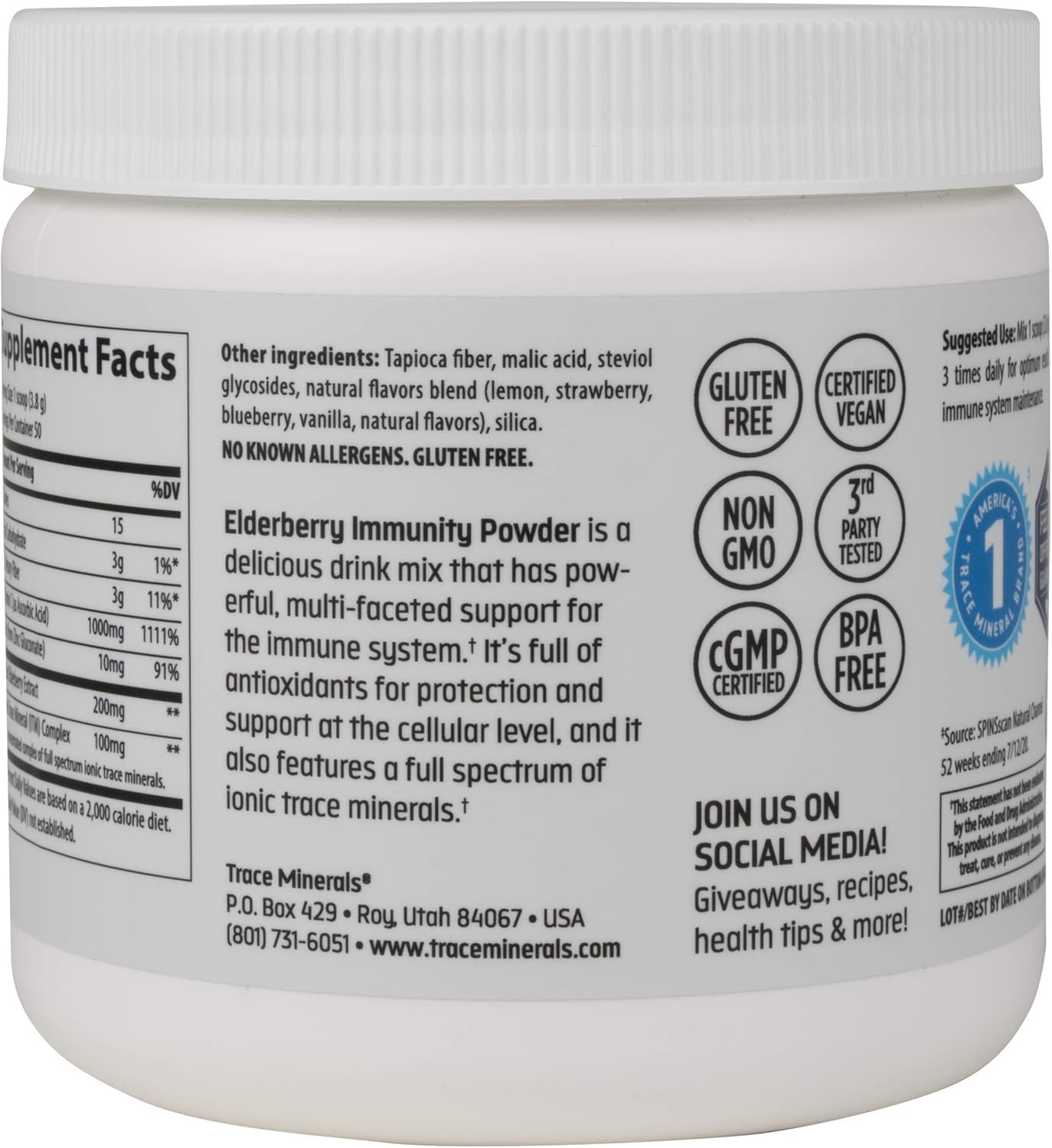 Elderberry Immunity Drink with Trace Minerals - Antioxidant Support for Heart Health - Lemon Berry Flavor, 6.7 oz