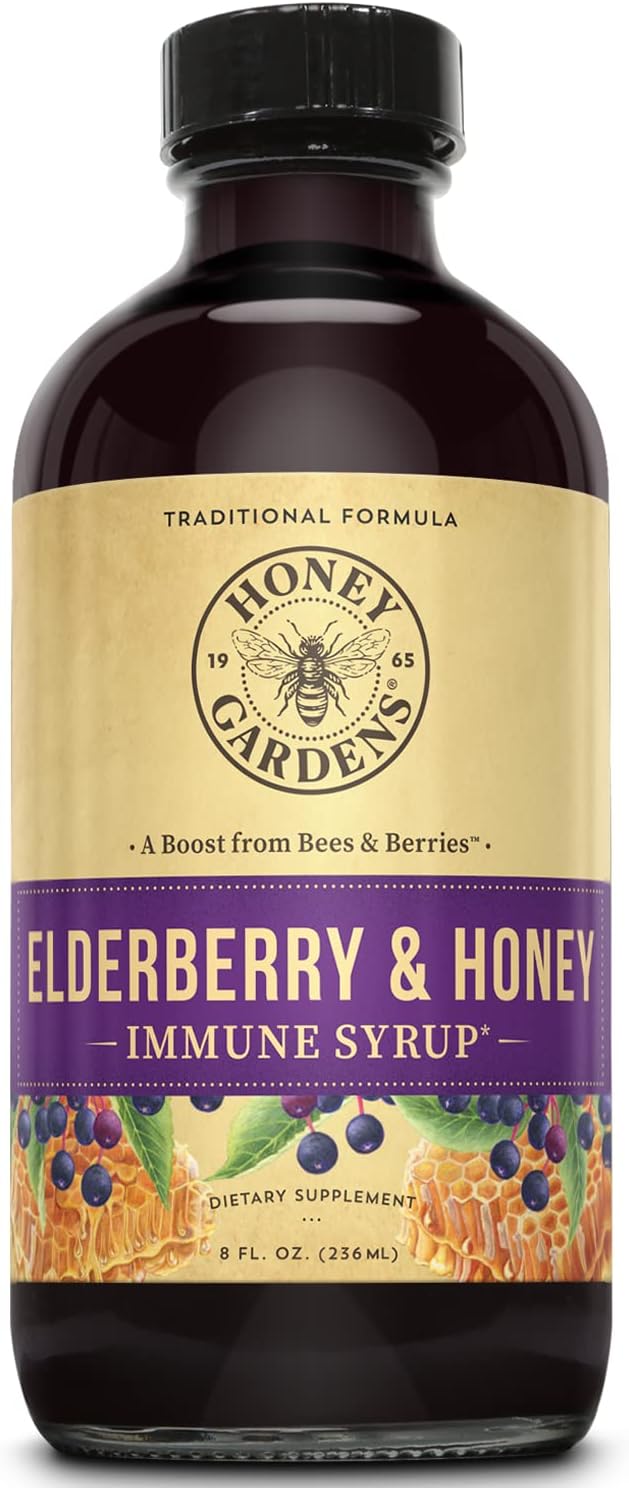 Elderberry Syrup with Raw Honey, Propolis, Elderberries, and Echinacea for Immune Support - 8 fl. oz.