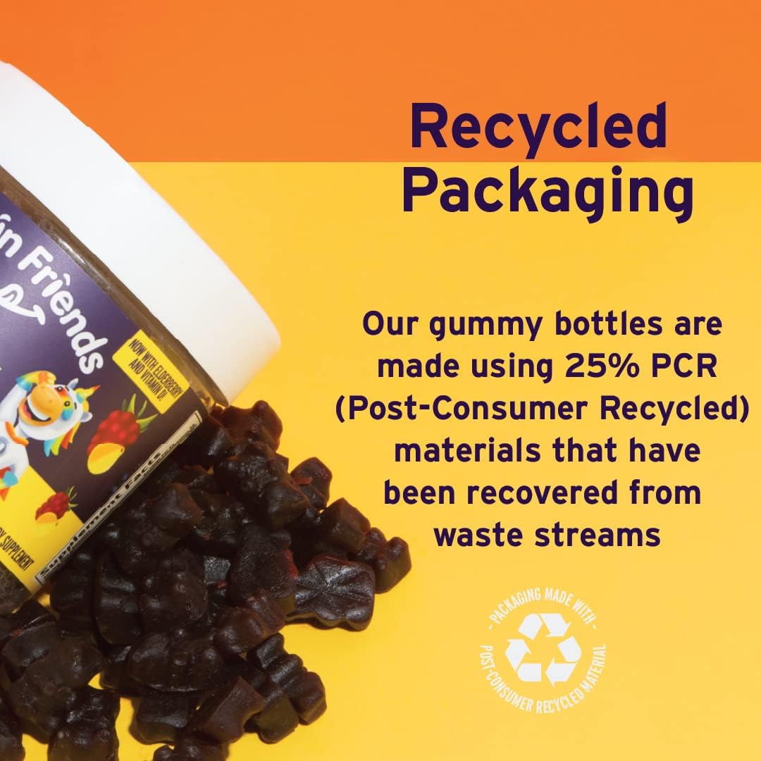 Elderberry & Vitamin C Vegan Gummies with Zinc, Vitamin D - Immune Support Supplement - 30 Day Supply