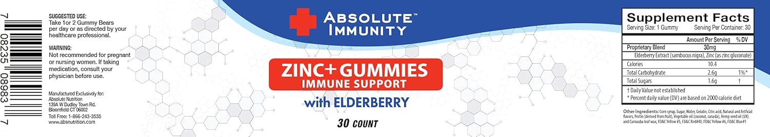 Elderberry Zinc Gummy Bears - Ultimate Immune Support for Adults & Kids - 30ct