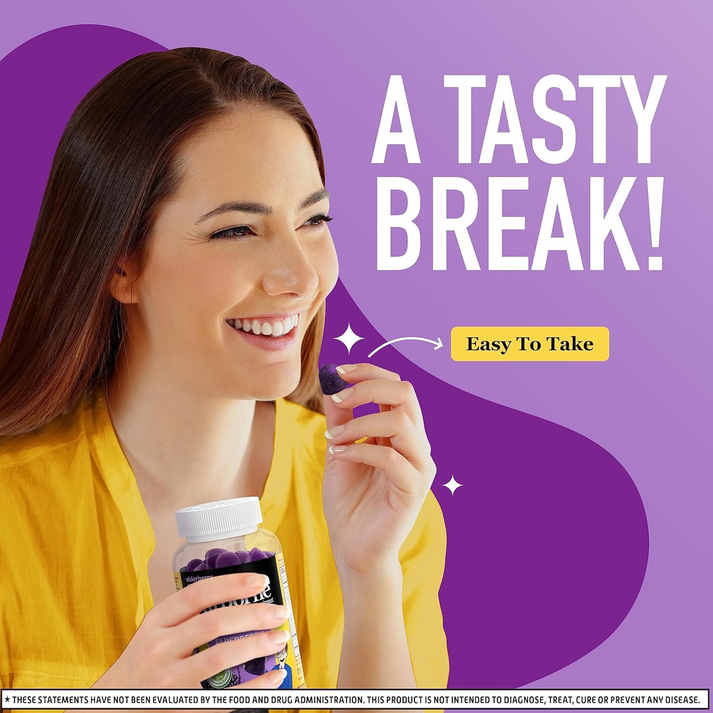 Elderberry + Zinc Immune Support Gummies for Adults - Vitamin C, D, E Antioxidants - 50 Count, Elderberry Flavor