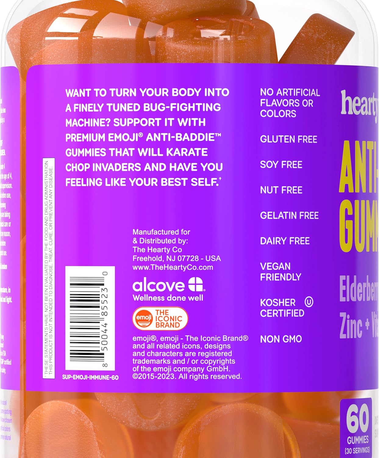 Elderberry, Zinc & Vitamin C Gummies for Immune Support, Non-GMO, 60 Count