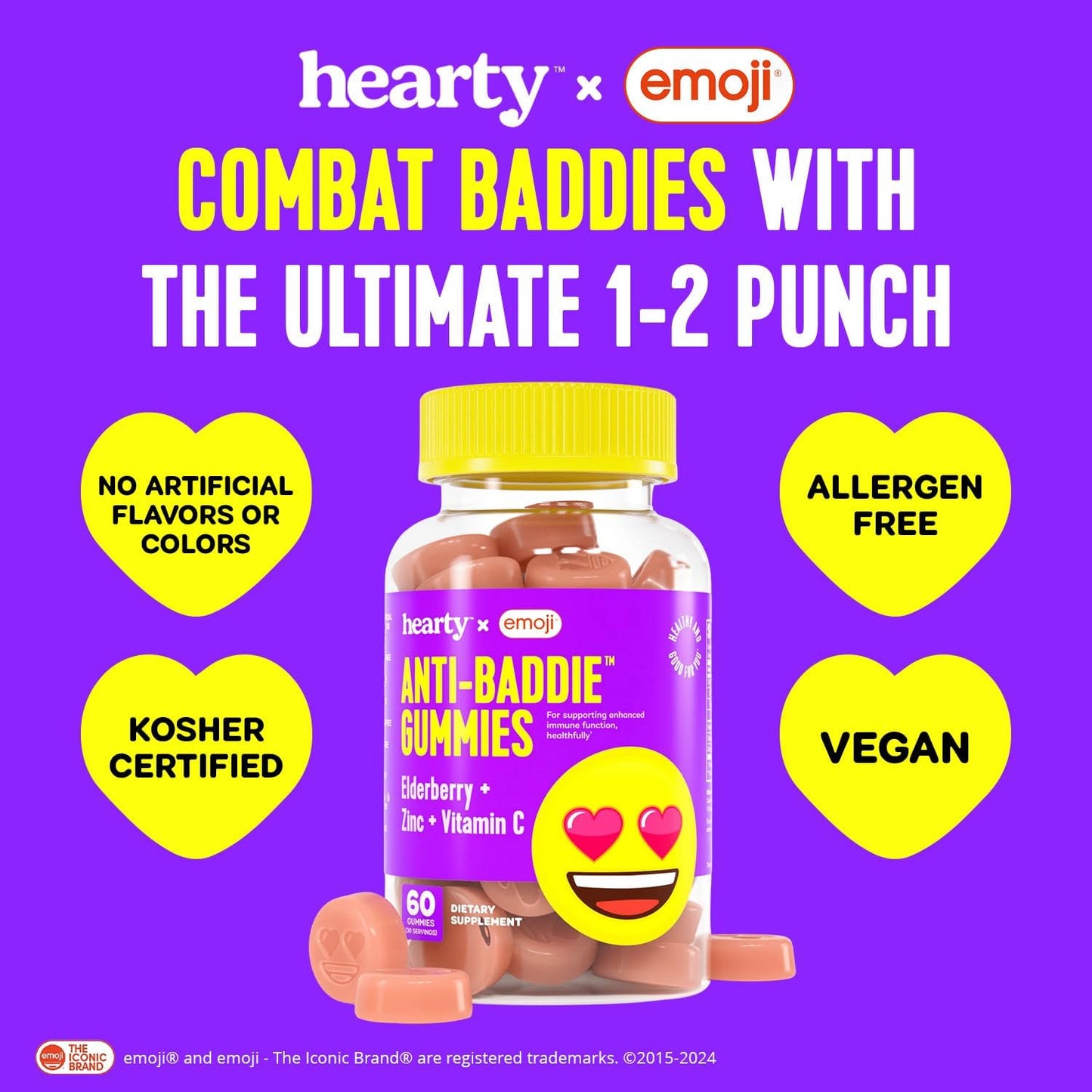 Elderberry, Zinc & Vitamin C Gummies for Immune Support, Non-GMO, 60 Count