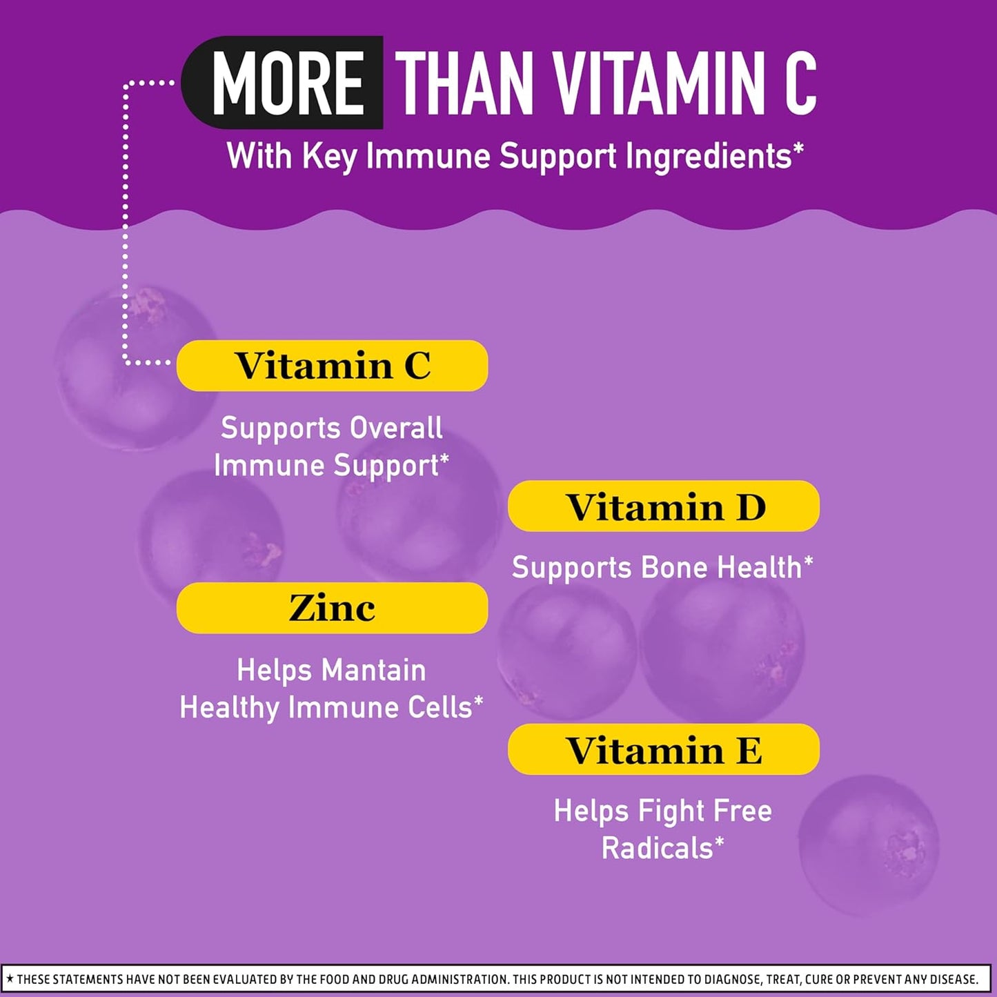 Elderberry + Zinc & Vitamin C Immune Support Gummies for Adults - 130 Gummies, Elderberry Flavor - Antioxidant Vitamins D & E