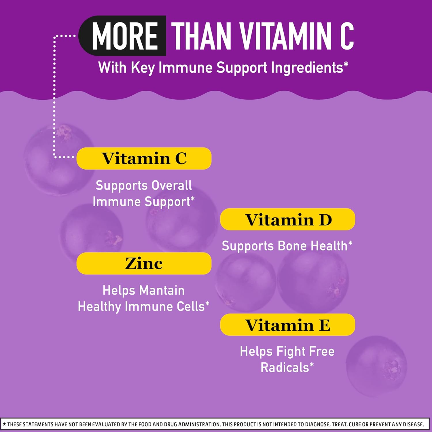 Elderberry + Zinc & Vitamin C Immune Support Gummies for Adults - 130 Gummies, Elderberry Flavor - Antioxidant Vitamins D & E