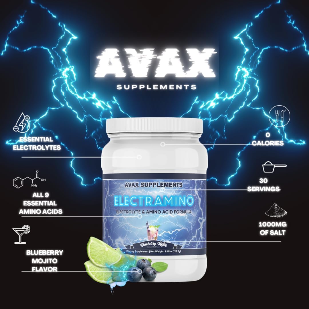 Electramino Hydration + EAA Powder - Salt Electrolytes + Essential Amino Acids - Energy + Recovery - 0 Calories - Made in USA