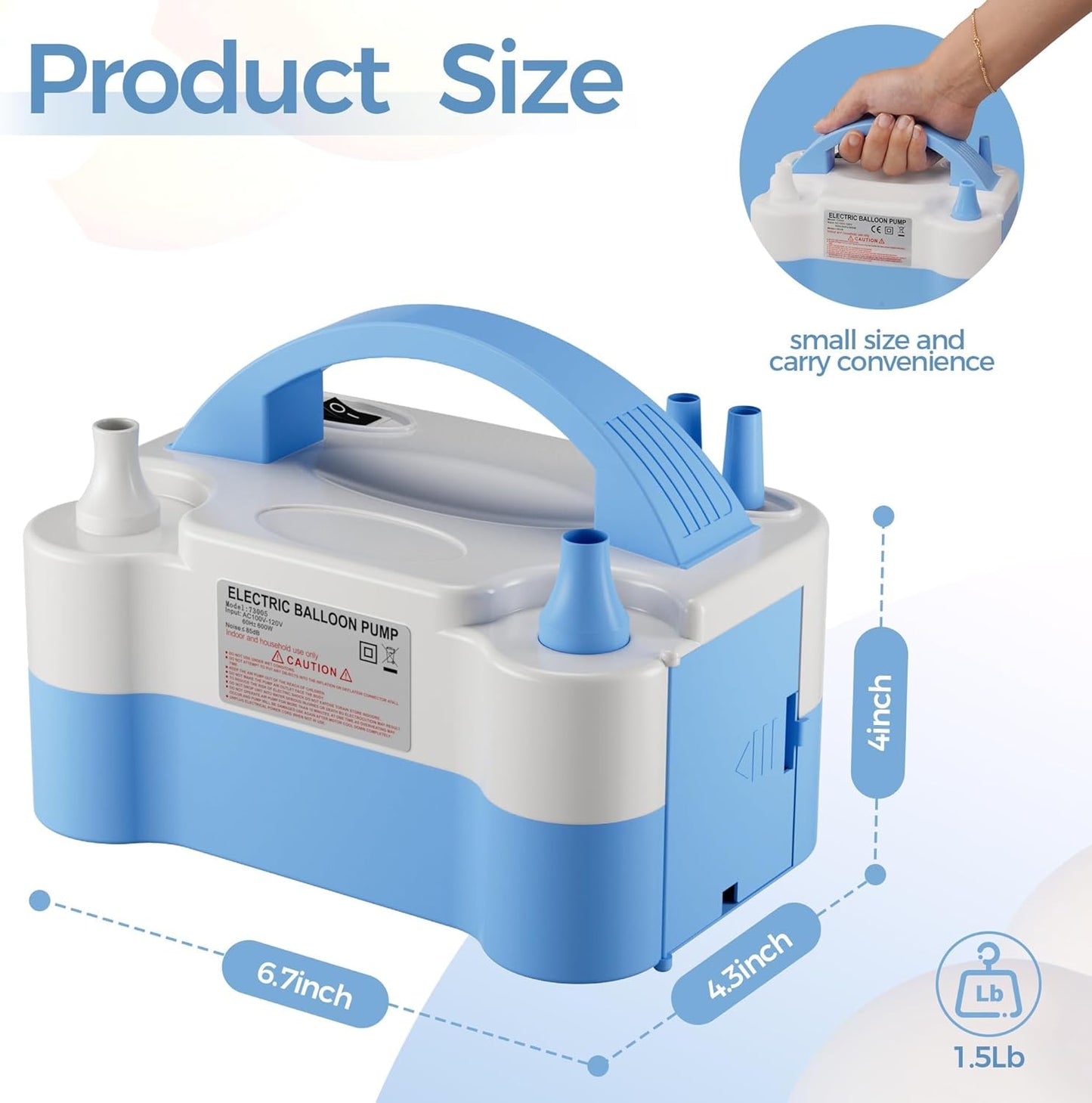 Electric Dual Nozzle Balloon Pump - Portable Balloon Inflator for Parties, Decorations - 110V-120V, 600W - Save Time and Effort with DECOCKRAT Balloon Blower