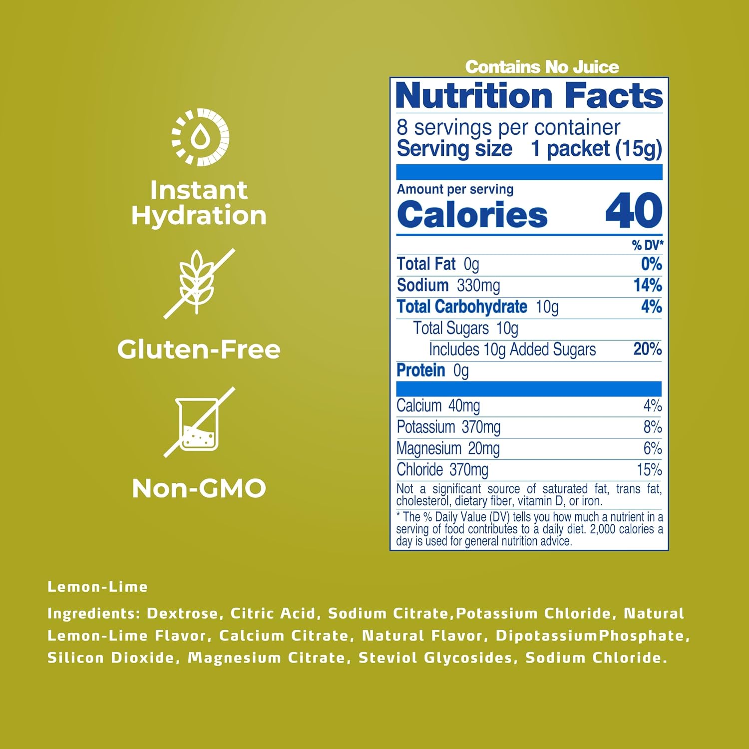 Electrolit Lemon Lime Electrolyte Powder Packets - 8 Pack for Dehydration & Rehydration, Post Workout Hydrating Drink Mix - Gluten Free Water Enhancer Sticks