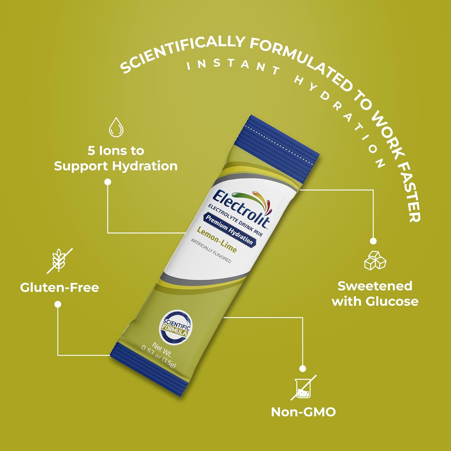 Electrolit Lemon Lime Electrolyte Powder Packets - 8 Pack for Dehydration & Rehydration, Post Workout Hydrating Drink Mix - Gluten Free Water Enhancer Sticks