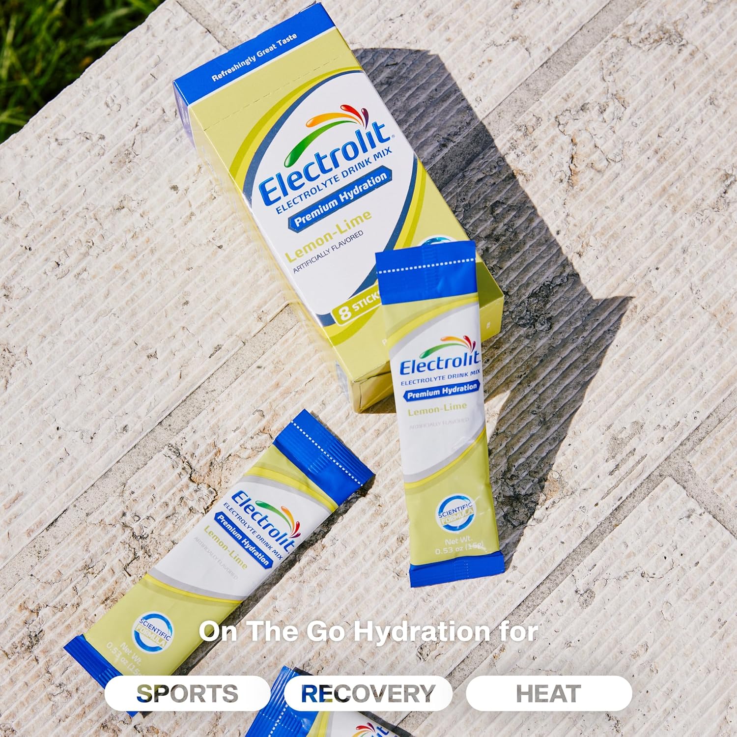 Electrolit Lemon Lime Electrolyte Powder Packets - 8 Pack for Dehydration & Rehydration, Post Workout Hydrating Drink Mix - Gluten Free Water Enhancer Sticks