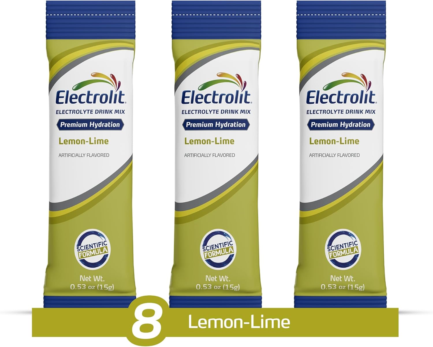 Electrolit Lemon Lime Electrolyte Powder Packets - 8 Pack for Dehydration & Rehydration, Post Workout Hydrating Drink Mix - Gluten Free Water Enhancer Sticks