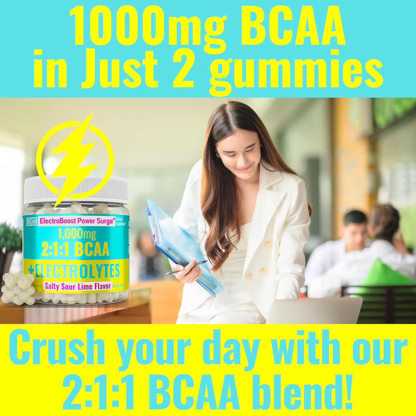 Electrolyte BCAA Gummies with Energy Boost for Runners - Potassium, Sodium, and Amino Acids Supplement