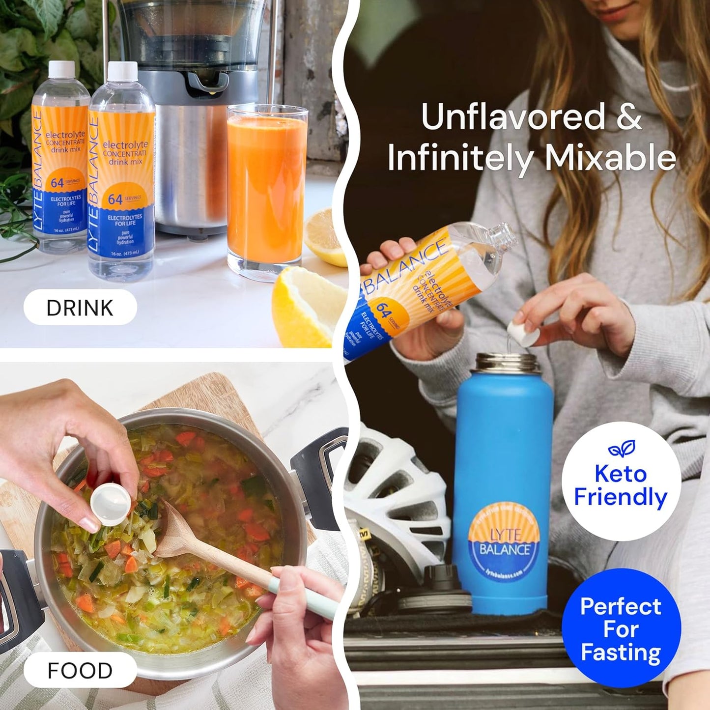 Electrolyte Concentrate Liquid Drink Mix with Sodium, Potassium, and Magnesium for Daily Hydration and Muscle Recovery - No Sugar, Keto-Friendly (64 Servings)