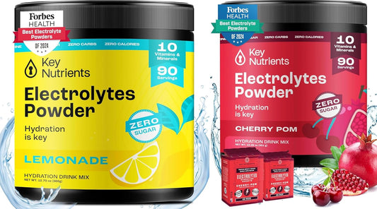 Electrolyte Essentials Bundle: Lemonade & Cherry Pom Hydration Boosters - No Sugar, No Calories, 90 Servings