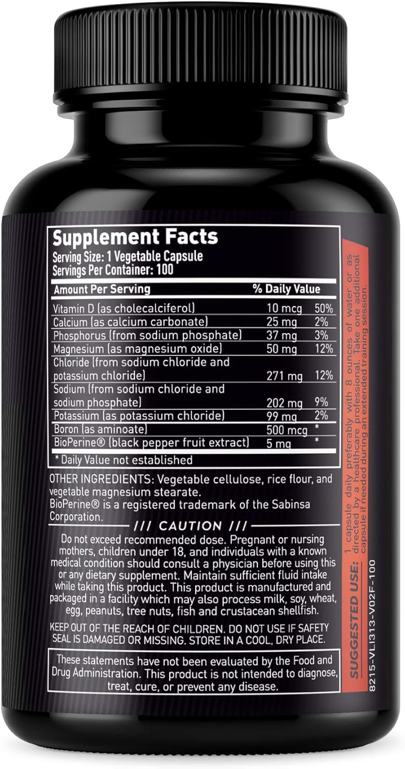 Electrolyte Pills for Runners - Prevent Cramps, Boost Endurance, Replenish Lost Electrolytes - 100 Capsules