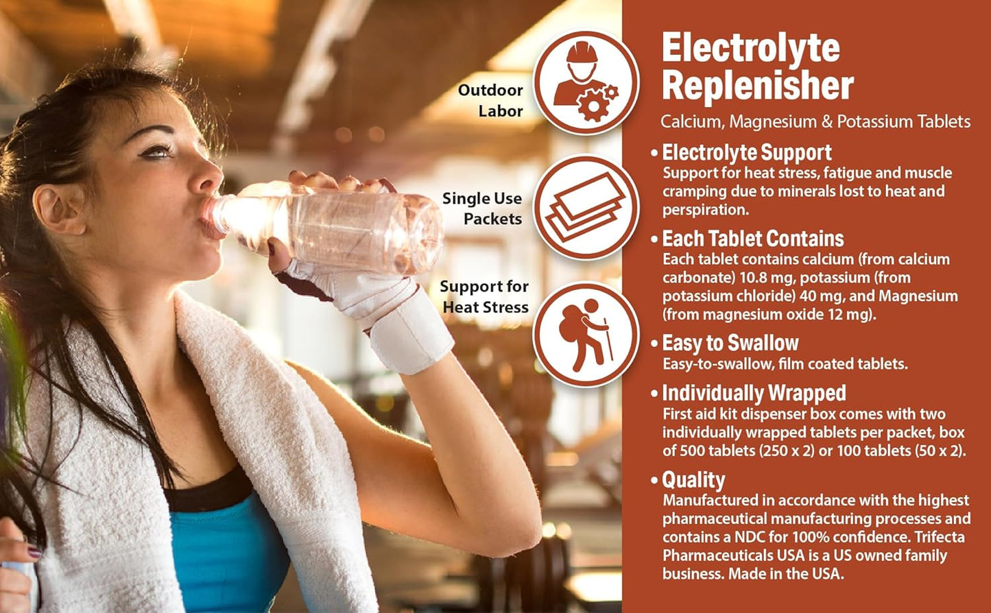 Electrolyte Replacement Tablets for Rehydration & Exercise Recovery - 100 Tablets for Athletes, Hiking, Camping & Sports