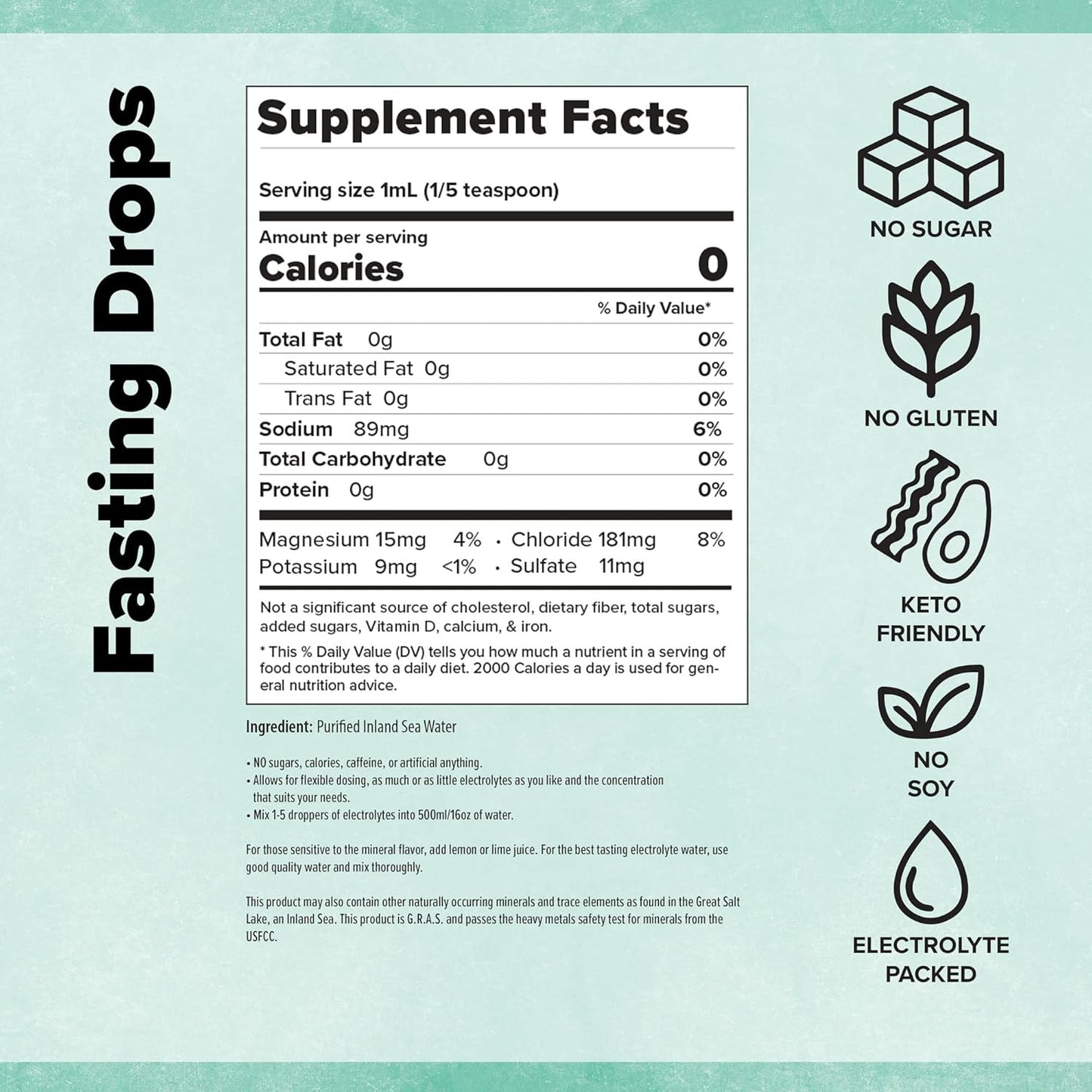 Electrolyte Replenisher for Intermittent Fasting | Keto Chow Fasting Drops | Sodium & Magnesium Supplement | 120ml Flask