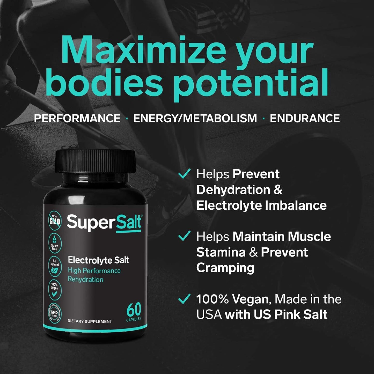 Electrolyte Supplement Tablets for Rapid Rehydration & Post-Workout Recovery - Magnesium, Zinc, Sodium, Copper - 60 Capsules - Stop Leg Cramps & Boost Energy