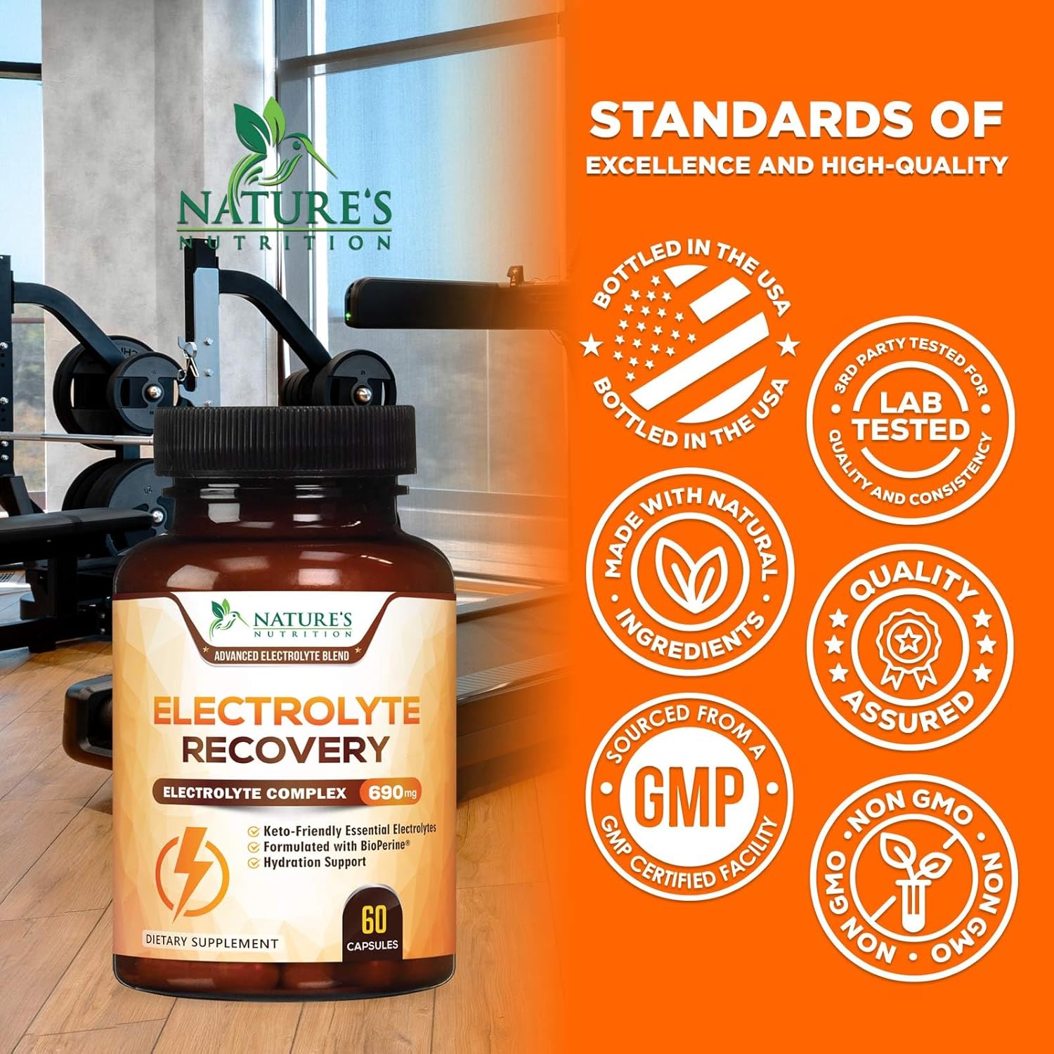 Electrolyte Tablets for Endurance Sports Nutrition - Hydration Supplement with Vitamin D, Potassium, Magnesium, Sodium - Keto-Friendly - 60 Capsules