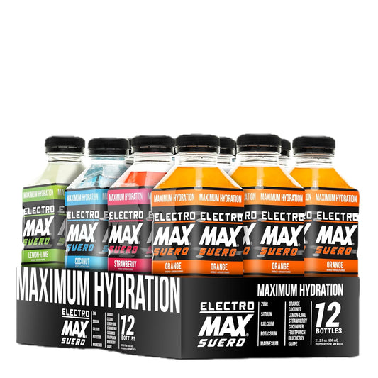 ELECTROMAX SUERO Zero Sugar Electrolyte Drink 12-Pack Mix 21.3 Fl Oz Each, Hydration for Sports Recovery Daily Use Magnesium Potassium Zinc Calcium Zero Calories