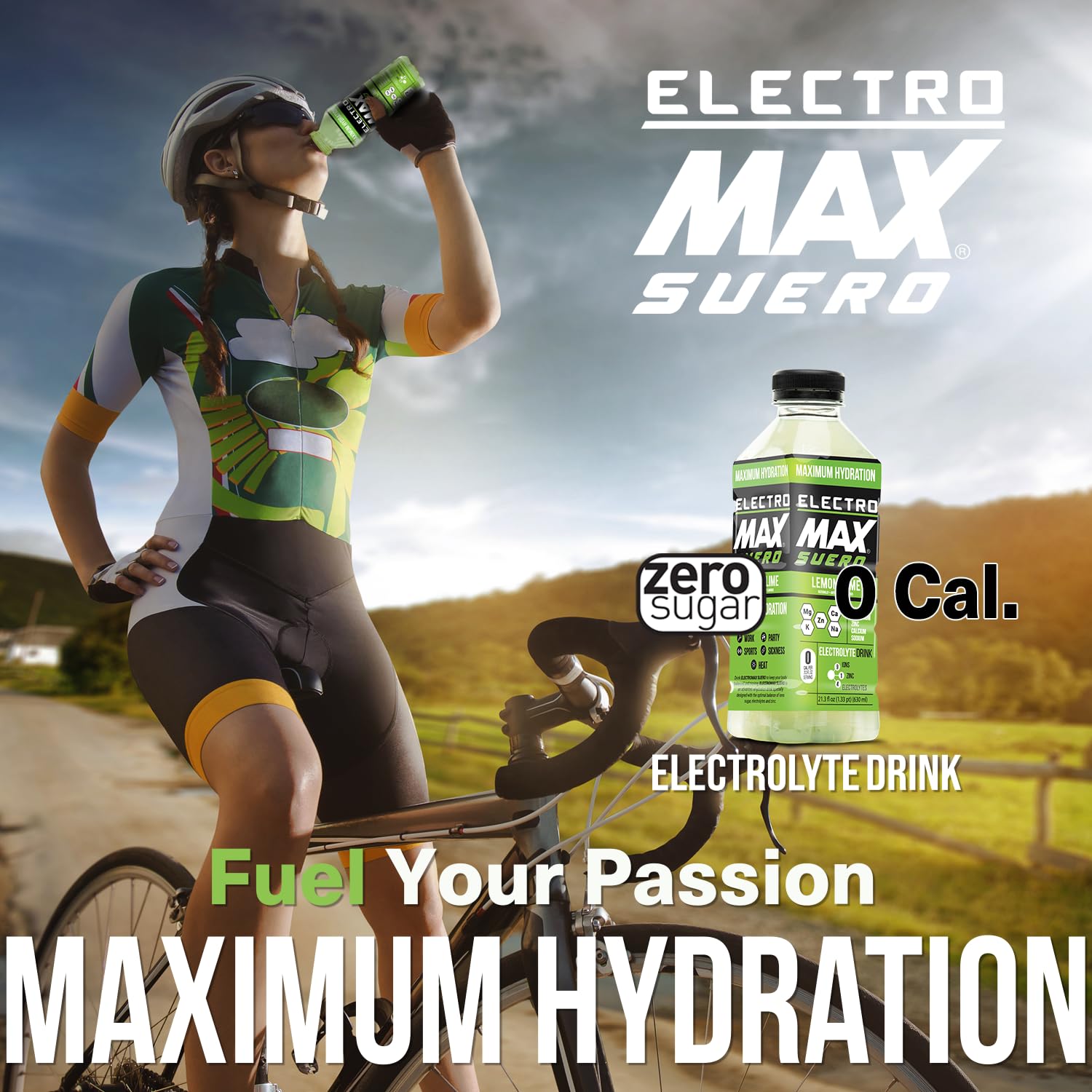 ELECTROMAX SUERO Zero Sugar Electrolyte Drink 12-Pack Mix 21.3 Fl Oz Each, Hydration for Sports Recovery Daily Use Magnesium Potassium Zinc Calcium Zero Calories